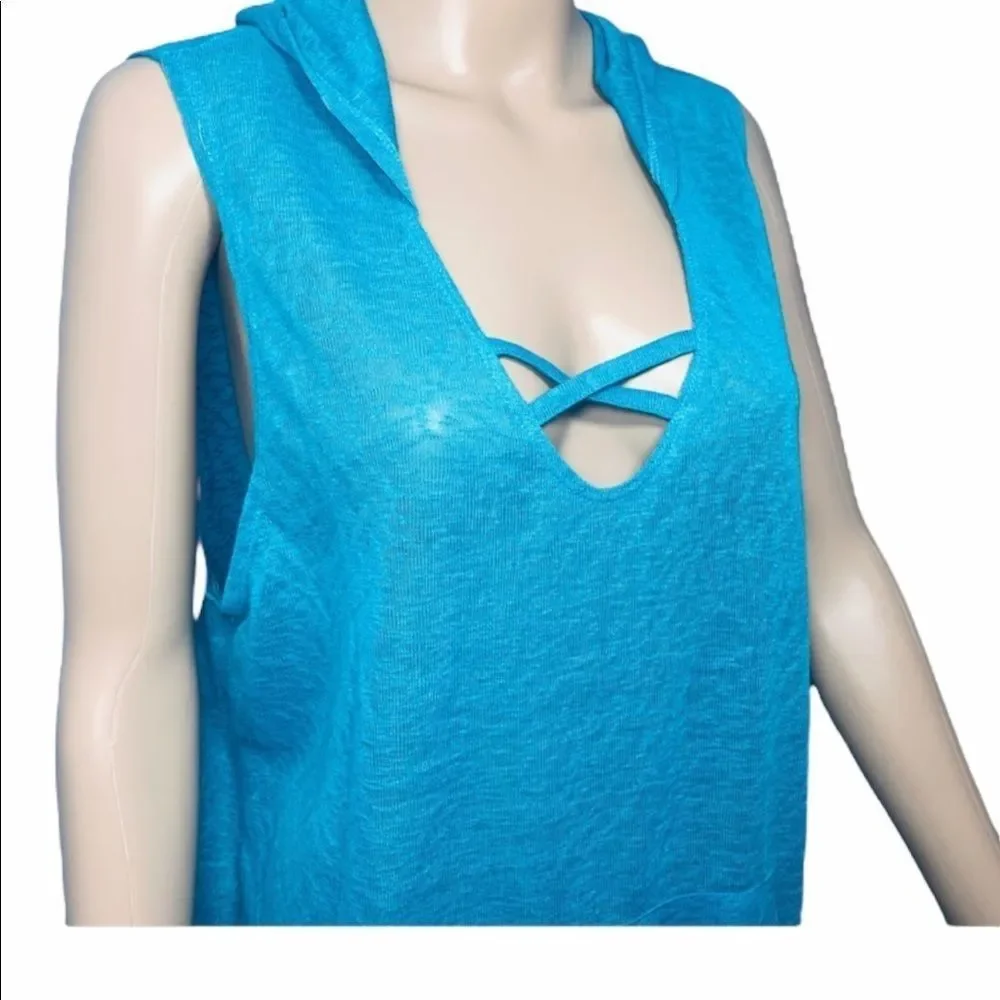NWT Miken‎ Swim Cover Up X-Strap Sleeveless Hooded Size Large